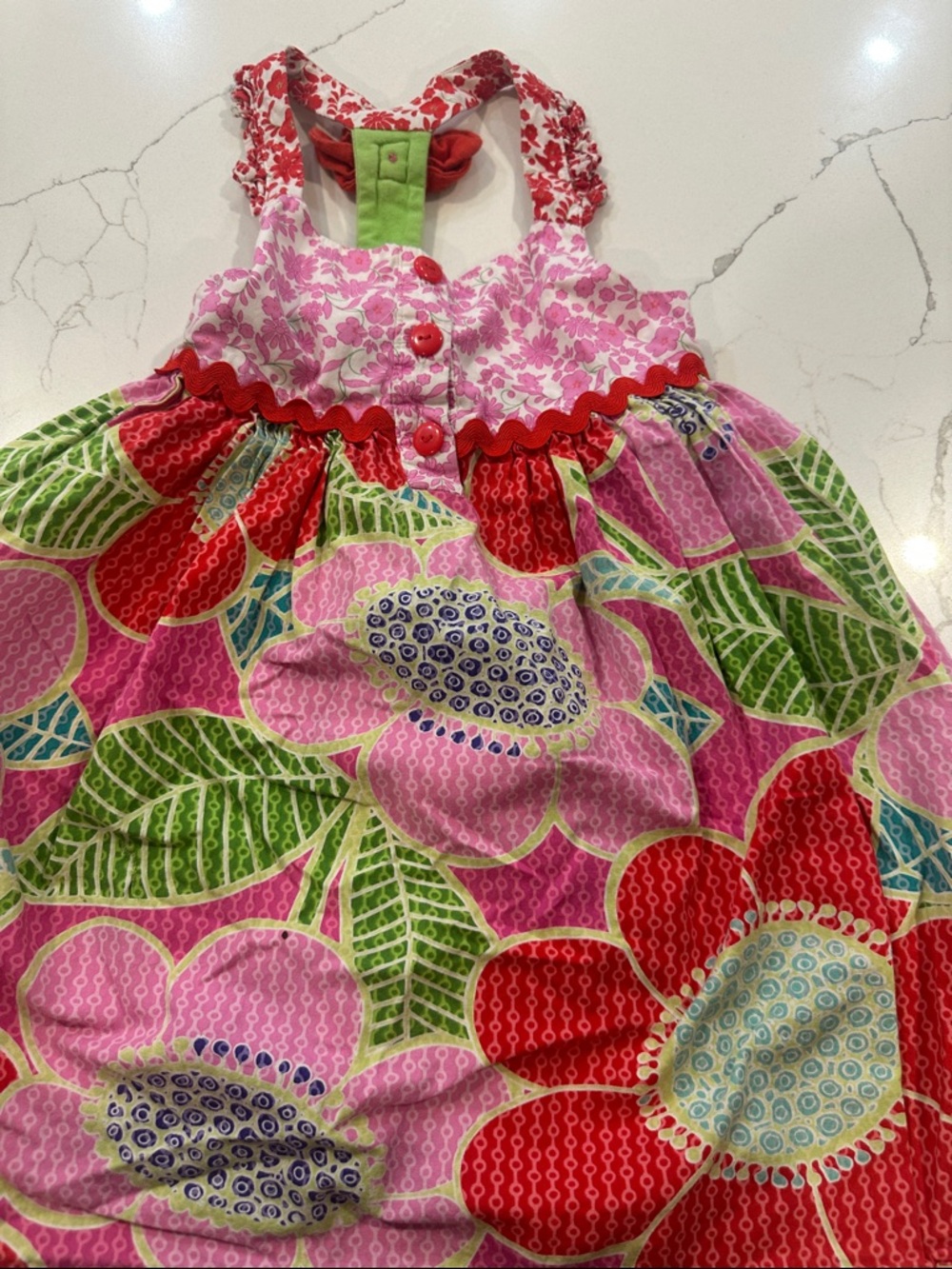 Bonnie Jean Pink, Red and Green Floral Toddler Dress